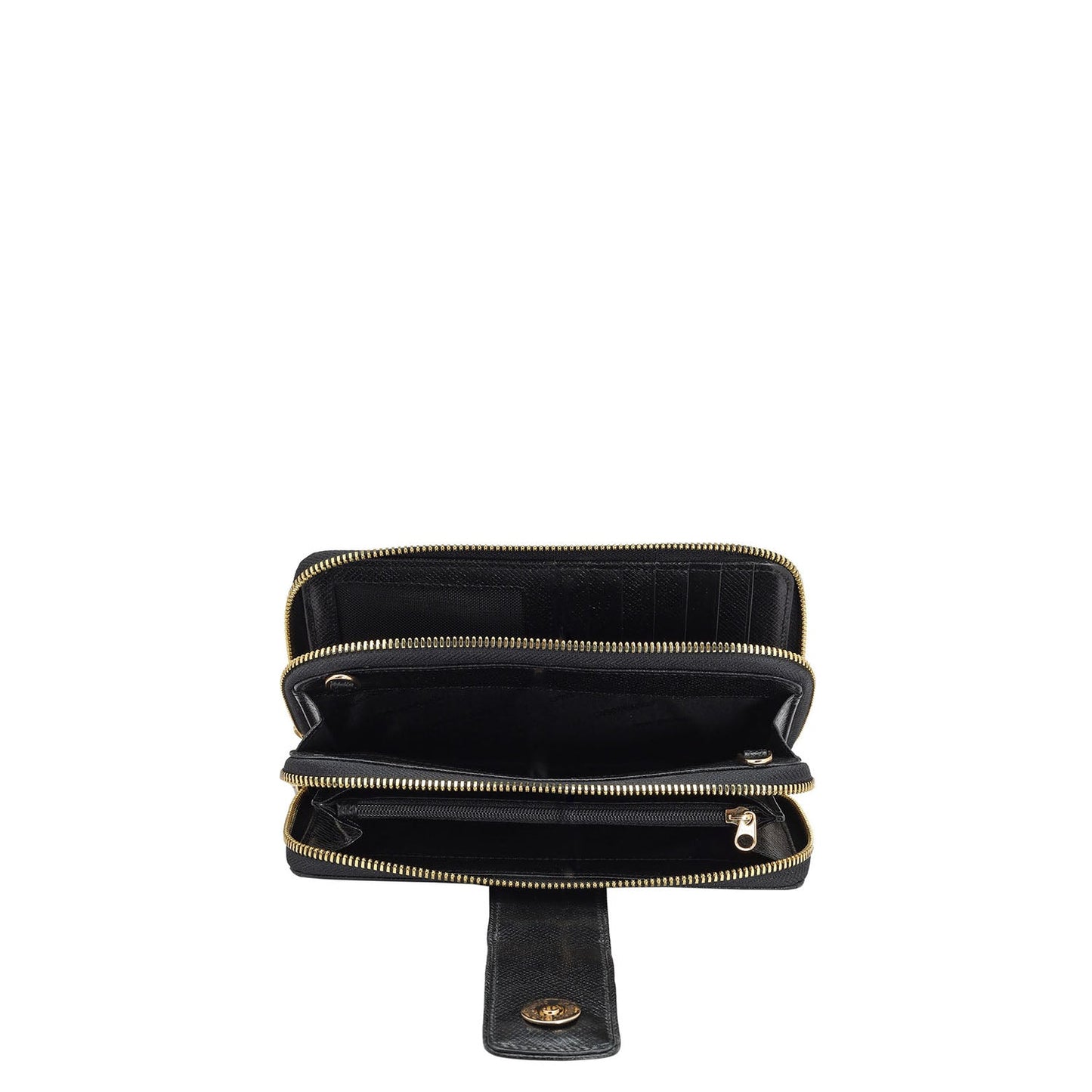 Monogram Leather Ladies Sling Wallet - Black