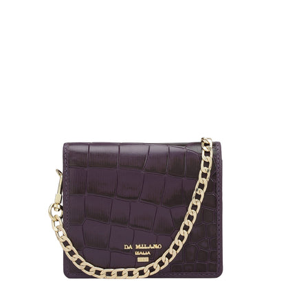 Croco Leather Ladies Sling Wallet - Grapevine