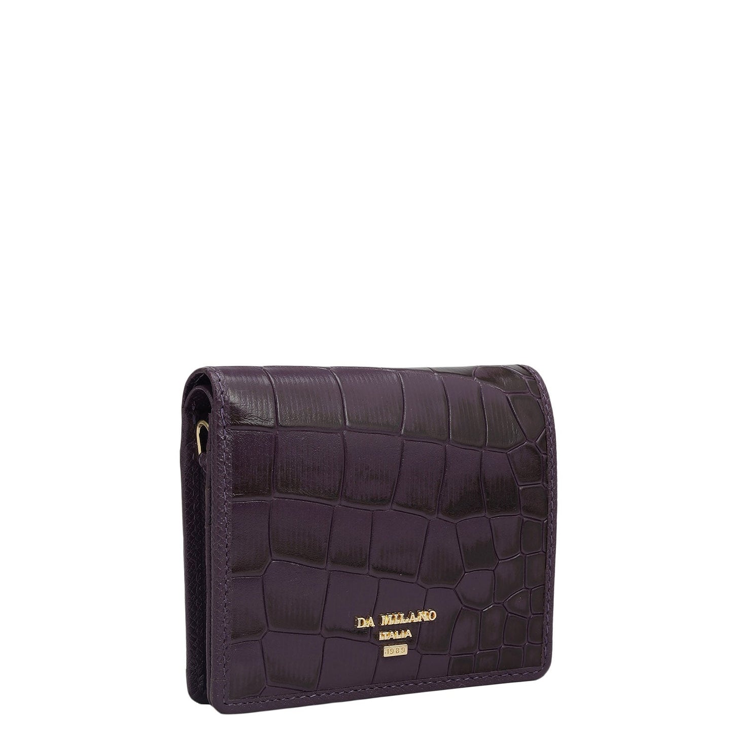 Croco Leather Ladies Sling Wallet - Grapevine