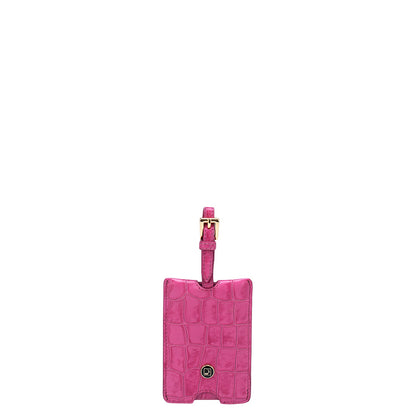 Croco Leather Luggage Tag - Hot Pink