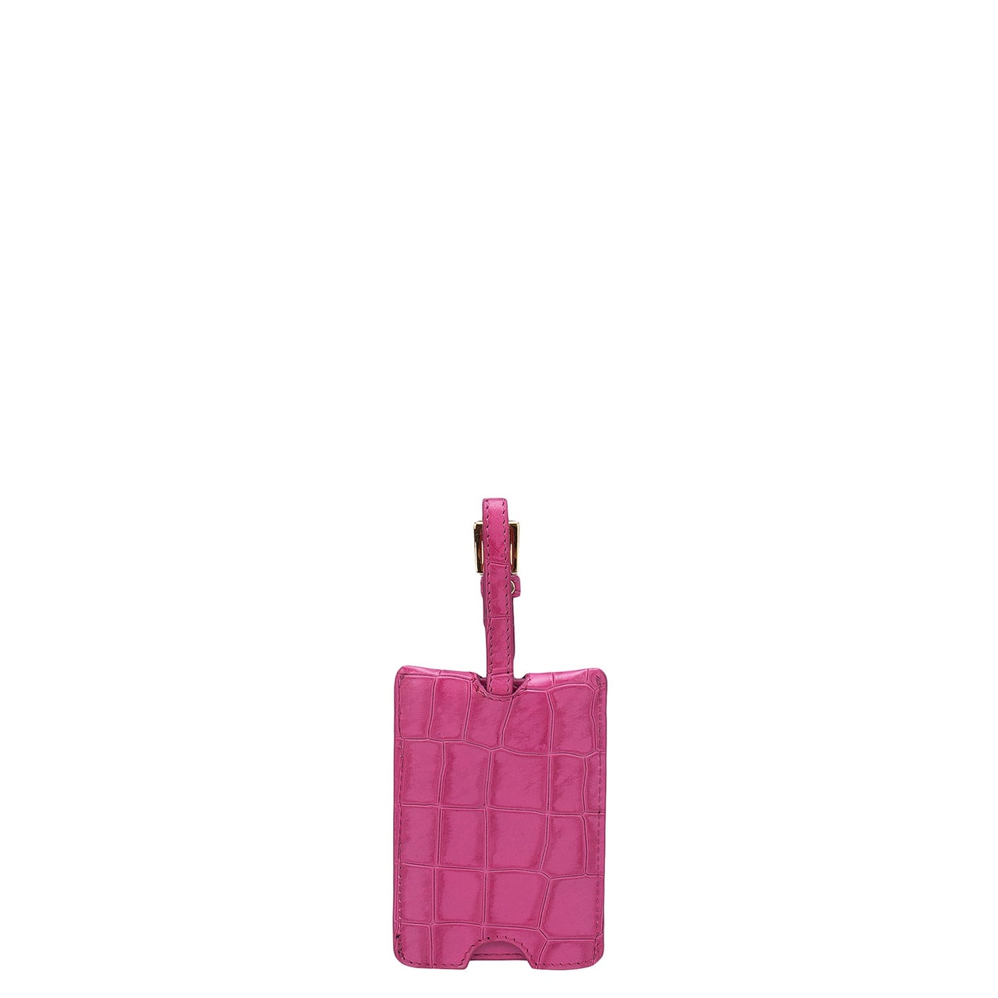 Croco Leather Luggage Tag - Hot Pink