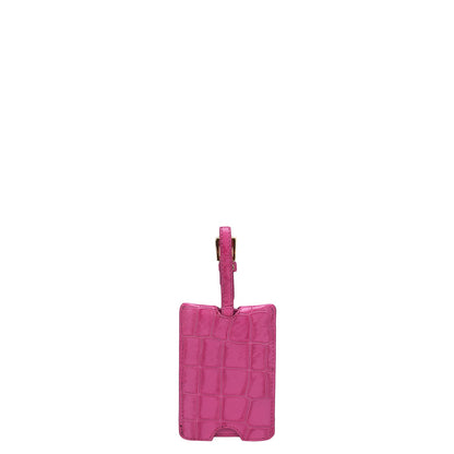 Croco Leather Luggage Tag - Hot Pink