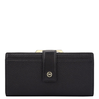 Wax Leather Ladies Wallet - Black