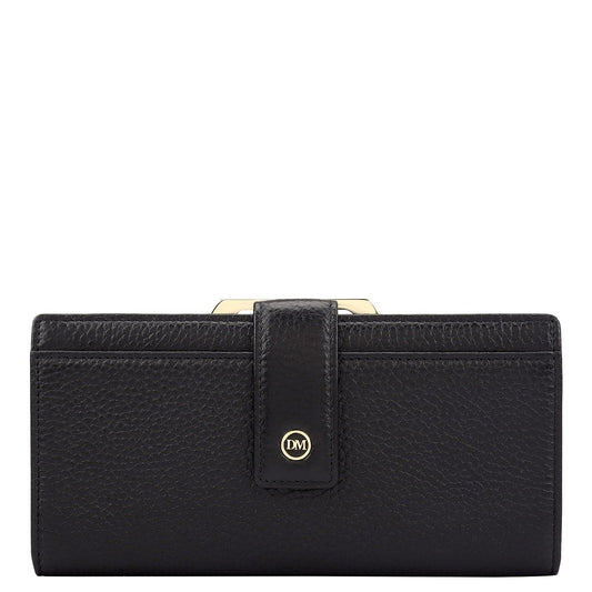 Wax Leather Ladies Wallet - Black
