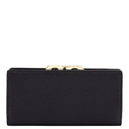 Wax Leather Ladies Wallet - Black