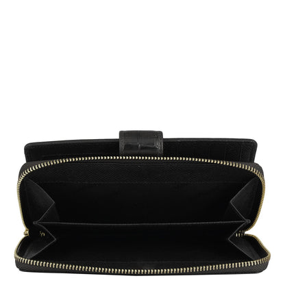 Croco Leather Ladies Wallet - Black