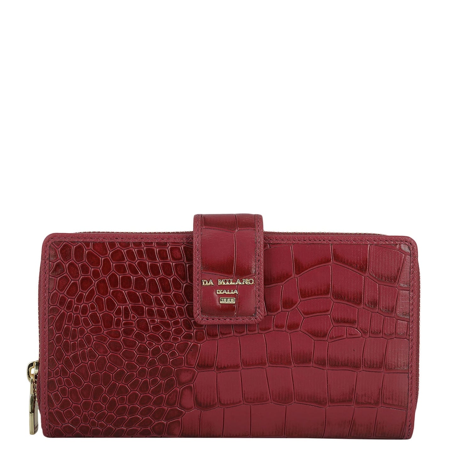 Croco Leather Ladies Wallet - Plumberry