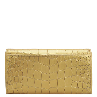 Croco Leather Ladies Wallet - Gold