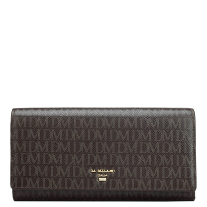 Monogram Leather Ladies Wallet - Chocolate