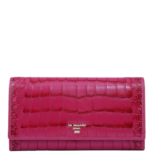 Croco Leather Ladies Wallet - Plumberry