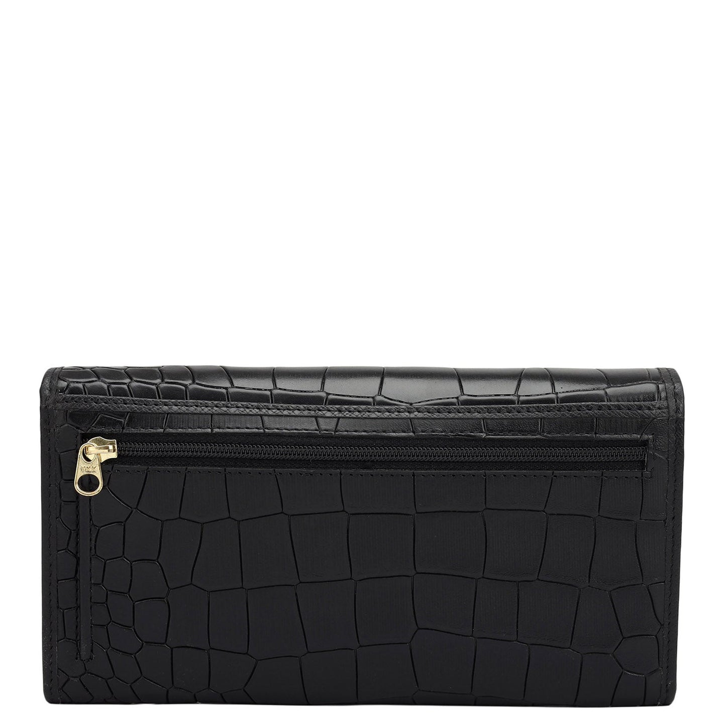 Croco Leather Ladies Wallet - Black