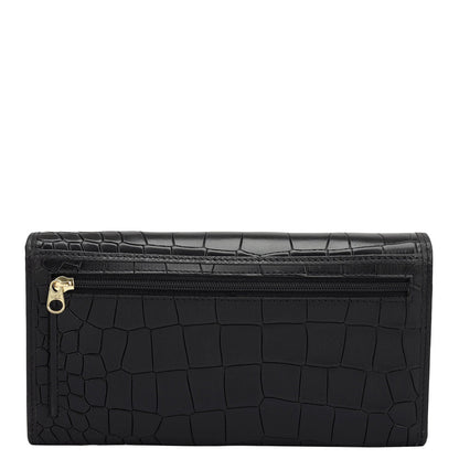 Croco Leather Ladies Wallet - Black