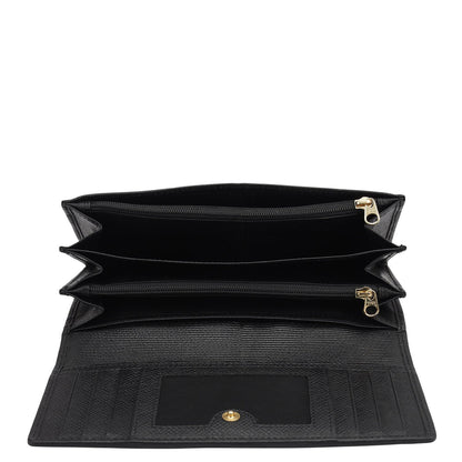 Croco Leather Ladies Wallet - Black