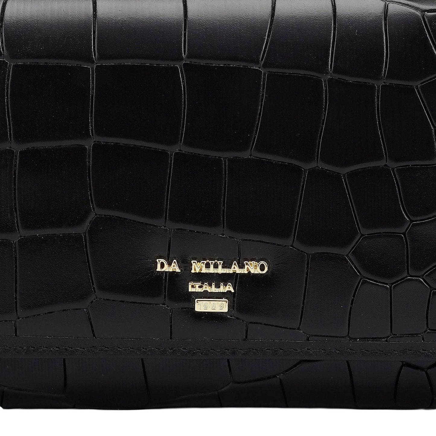 Croco Leather Ladies Wallet - Black