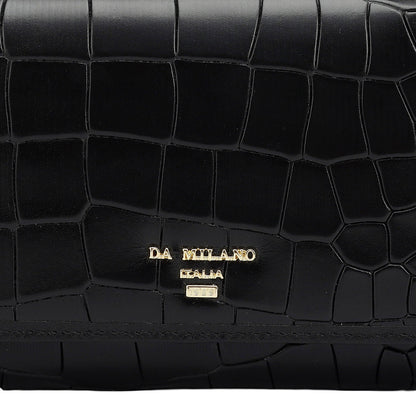 Croco Leather Ladies Wallet - Black