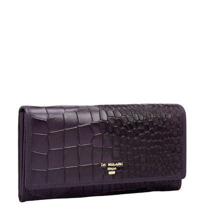 Croco Leather Ladies Wallet - Grapevine