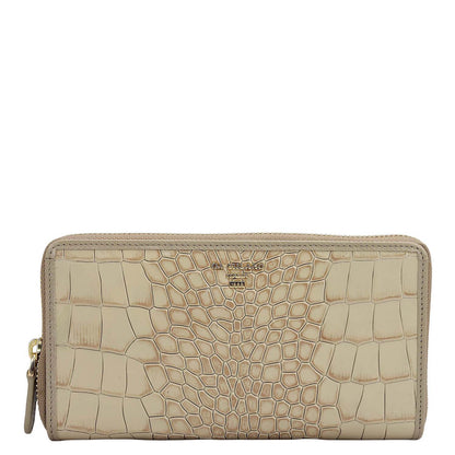 Croco Leather Ladies Wallet - Frost