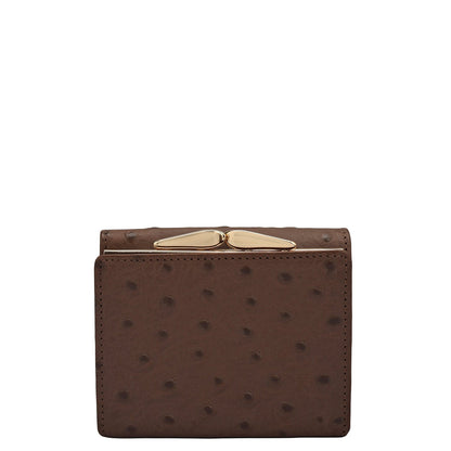 Ostrich Leather Ladies Wallet - Brown