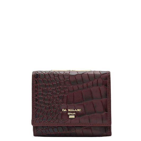 Croco Leather Ladies Wallet - Wine