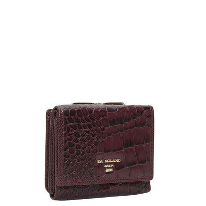 Croco Leather Ladies Wallet - Wine