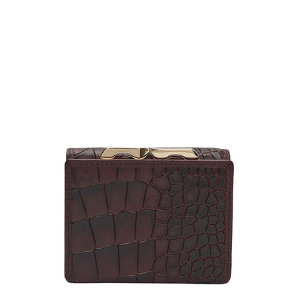 Croco Leather Ladies Wallet - Wine