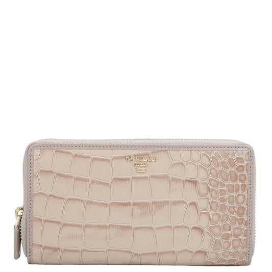 Croco Leather Ladies Wallet - Frost