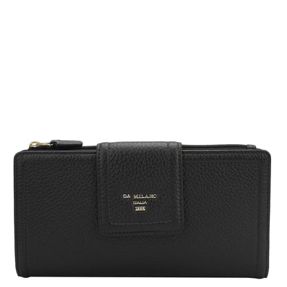 Wax Leather Ladies Wallet - Black