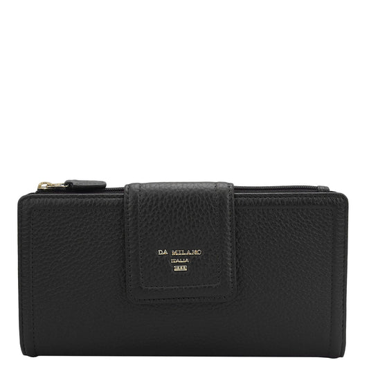 Wax Leather Ladies Wallet - Black