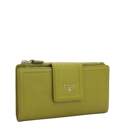 Wax Leather Ladies Wallet - Green Tea