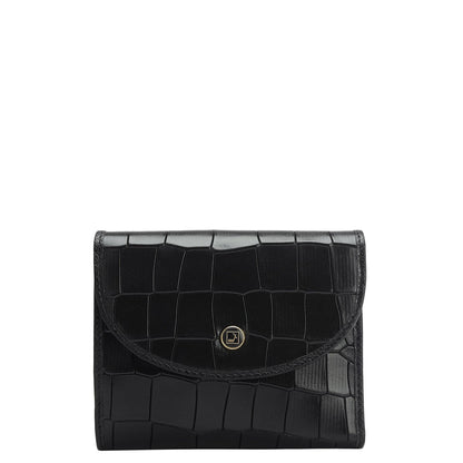 Croco Leather Ladies Wallet - Black