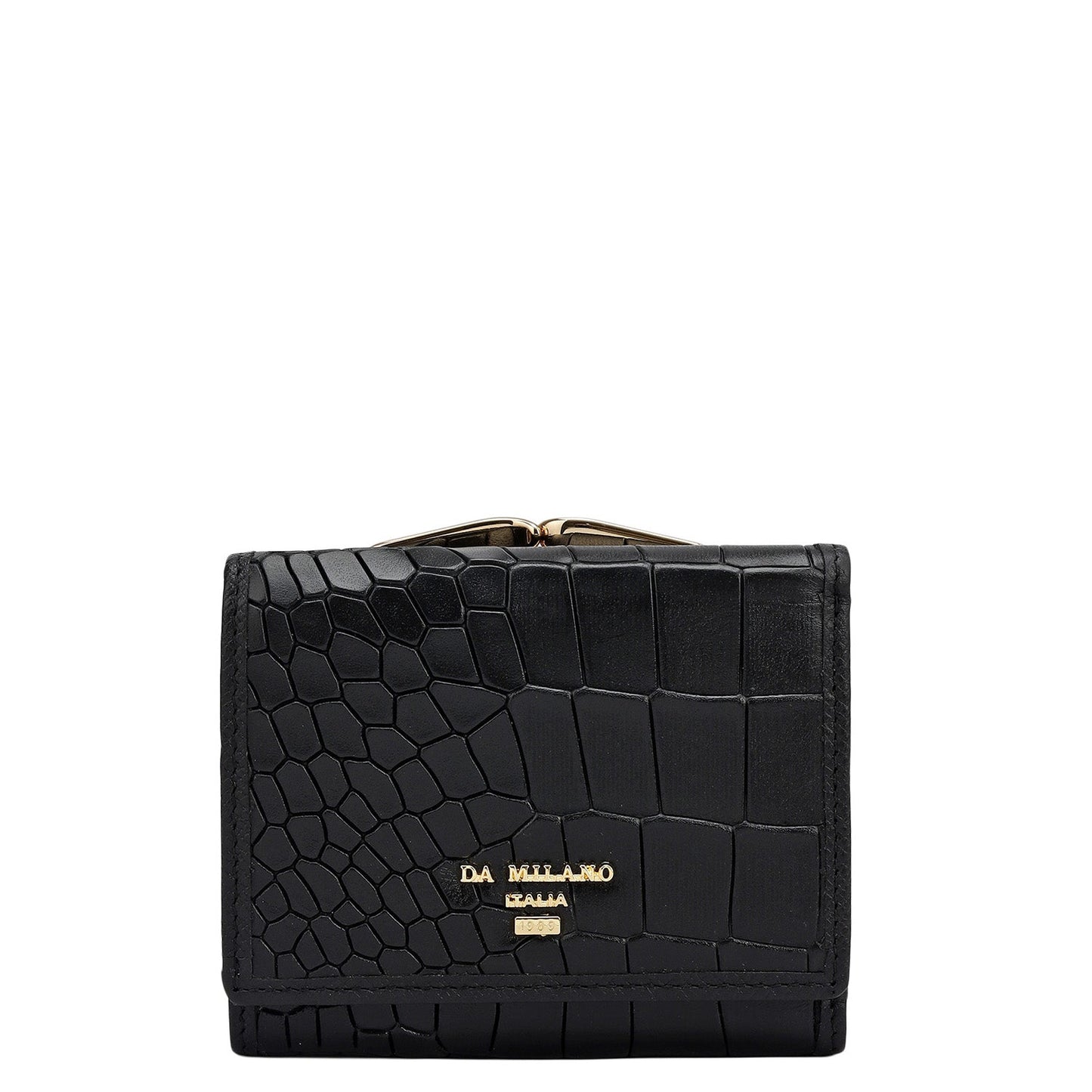 Croco Leather Ladies Wallet - Black