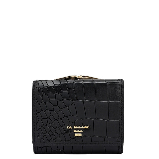 Croco Leather Ladies Wallet - Black