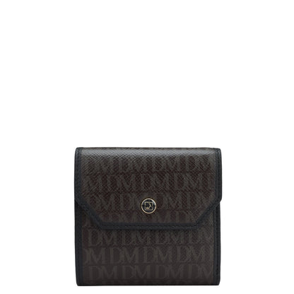 Monogram Leather Ladies Wallet - Chocolate