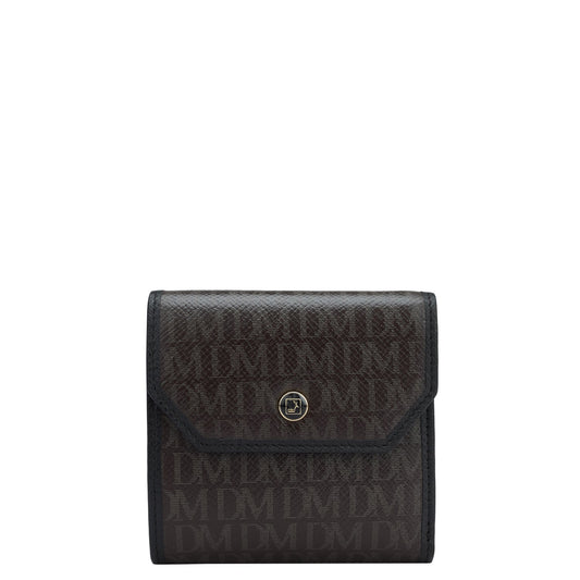 Monogram Leather Ladies Wallet - Chocolate