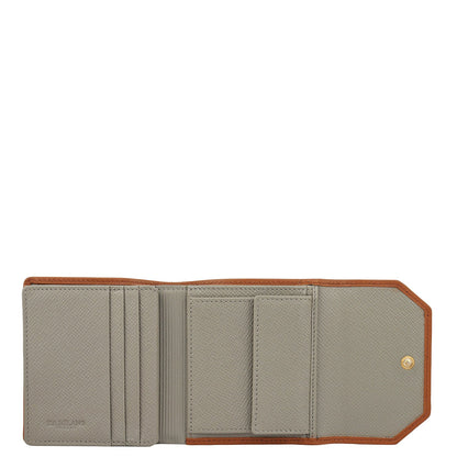 Monogram Leather Ladies Wallet - Stone Grey