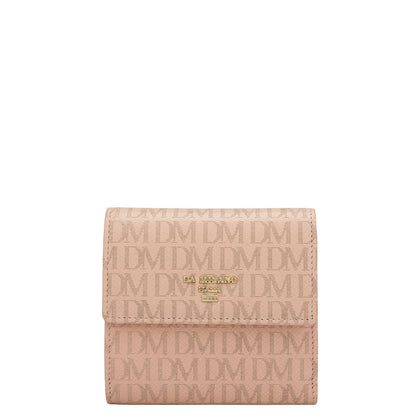 Monogram Leather Ladies Wallet - Peach