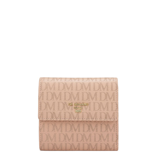 Monogram Leather Ladies Wallet - Peach