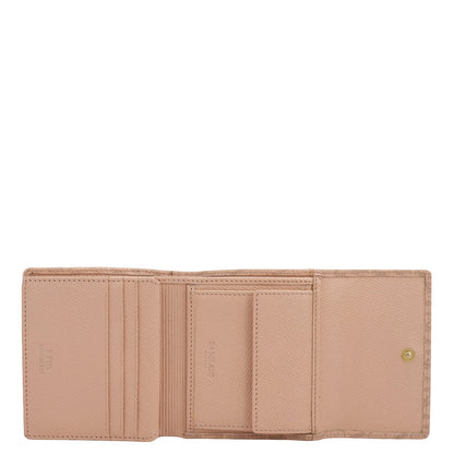 Monogram Leather Ladies Wallet - Peach
