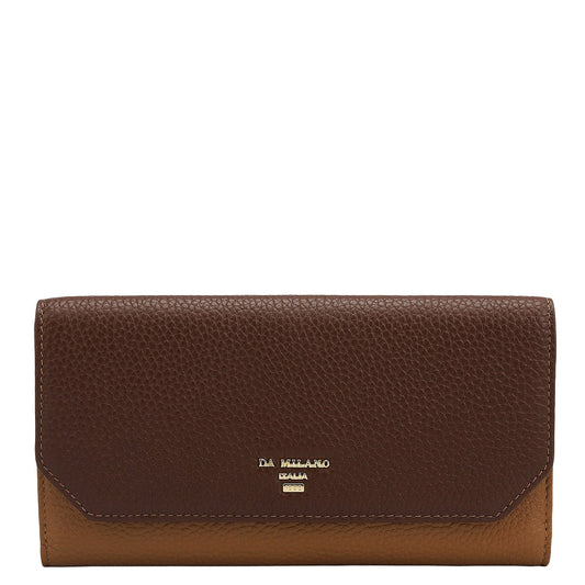 Wax Leather Ladies Wallet - Espresso & Caramel
