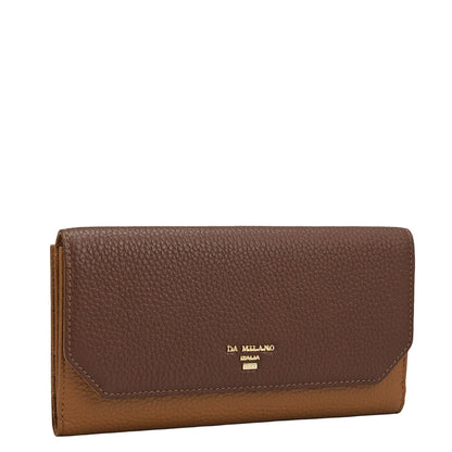 Wax Leather Ladies Wallet - Espresso & Caramel