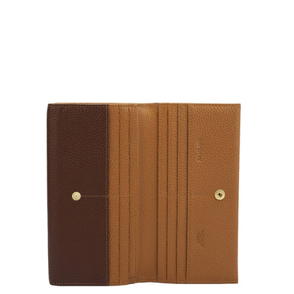 Wax Leather Ladies Wallet - Espresso & Caramel
