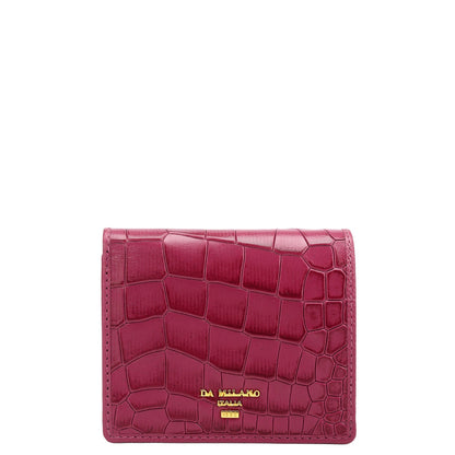 Croco Leather Ladies Wallet - Plumberry