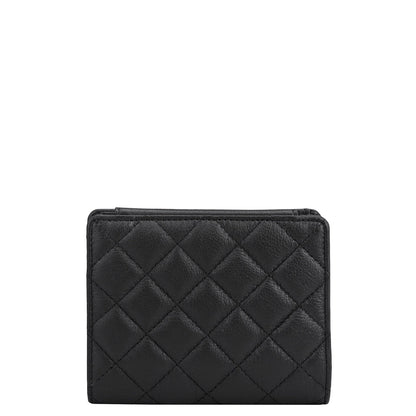 Quilting Leather Ladies Wallet - Black