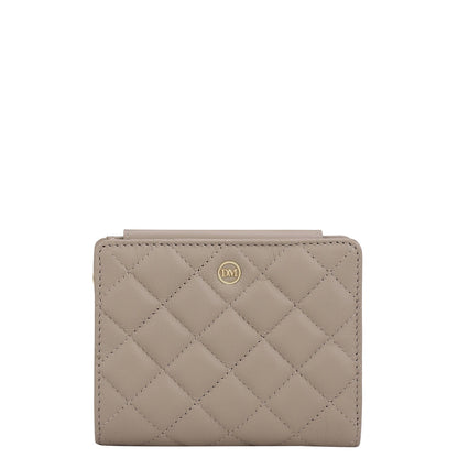 Quilting Leather Ladies Wallet - Taupe