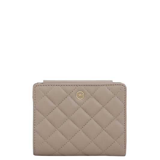 Quilting Leather Ladies Wallet - Taupe