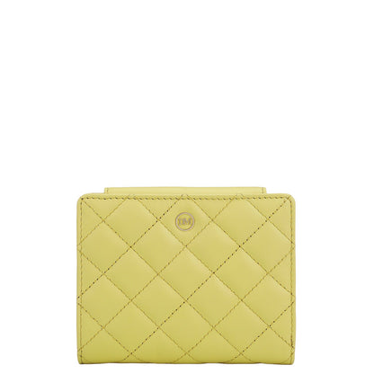 Quilting Leather Ladies Wallet - Yellow