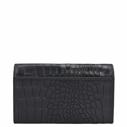 Croco Leather Ladies Wallet - Black