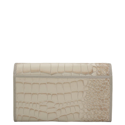 Croco Leather Ladies Wallet - Frost