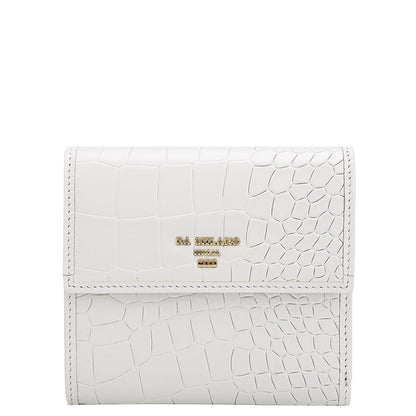 Croco Leather Ladies Wallet - Snow
