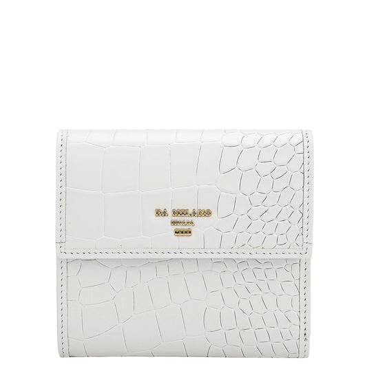 Croco Leather Ladies Wallet - Snow